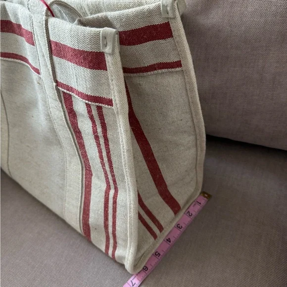Zara Jute & Cotton Tote Bag Beige Red NWT Summer Chic - Picture 9 of 10